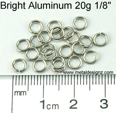 Bright Aluminum Jump Rings 20 gauge 1/8" id Metal Designz