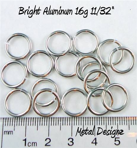 Bright Aluminum Jump Rings 16 Gauge 11/32" id. Metal Designz
