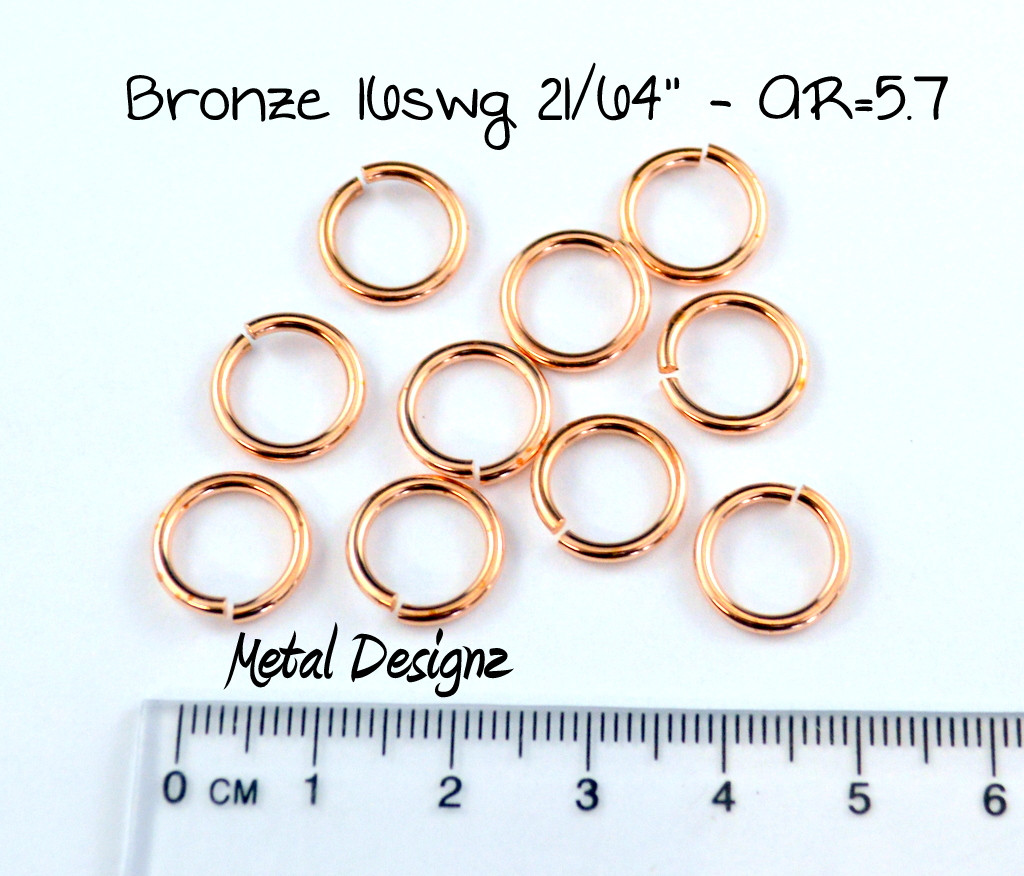 Bronze Jump Rings 16 Gauge 21/64" id. Metal Designz