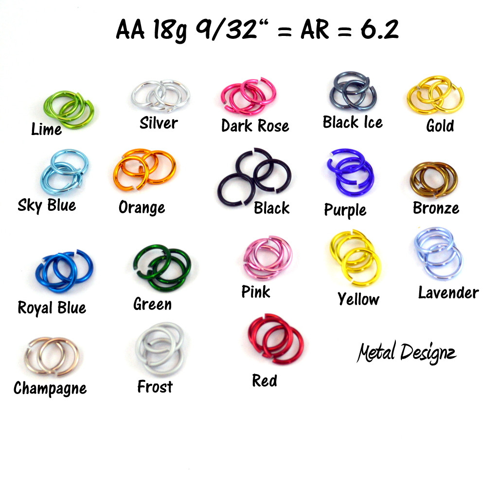 Jump Rings - Anodized Aluminum - 18 SWG Gauge - Metal Designz