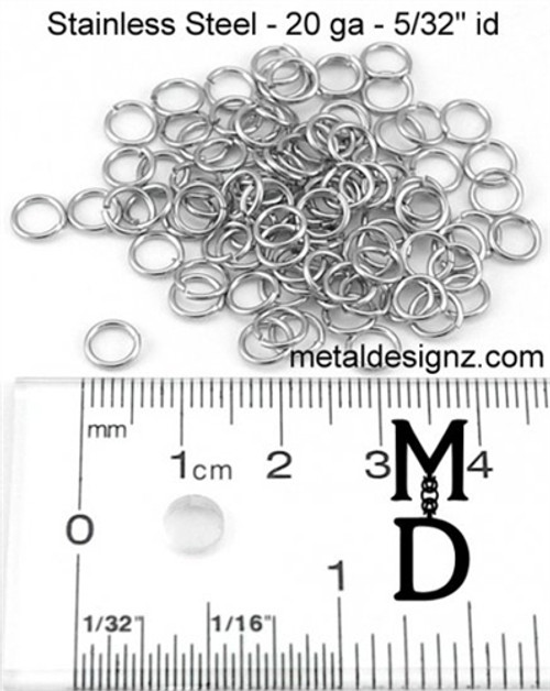 Stainless Steel Jump Rings 20 Gauge 7/32 id.