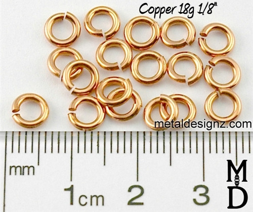 Copper Jump Rings 18 Gauge 1/8" id.