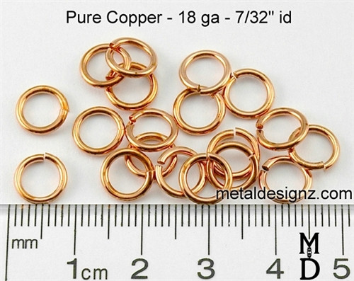 Copper Jump Rings 18 Gauge 7/32" id.