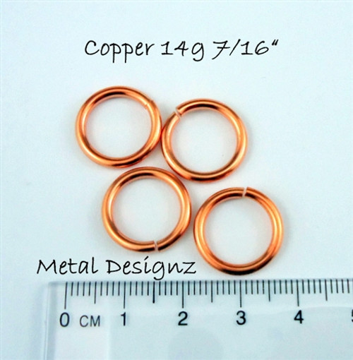 Copper Jump Rings 14 Gauge 7/16" id.