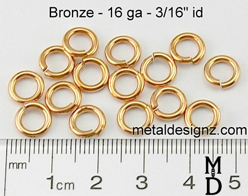 Bronze Jump Rings 16 Gauge 3/16" id.