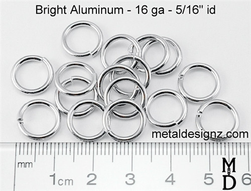 Bright Aluminum Jump Rings 16 Gauge 5/16" id.