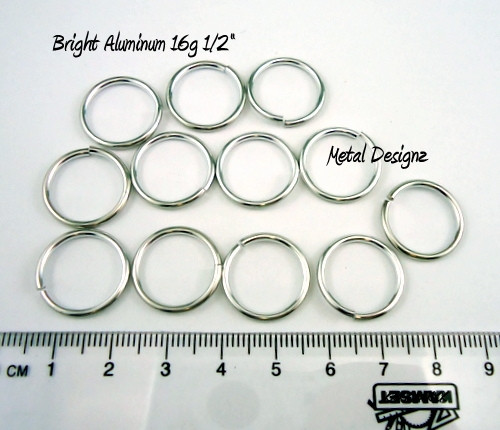 Bright Aluminum Jump Rings 16 Gauge 1/2" id.