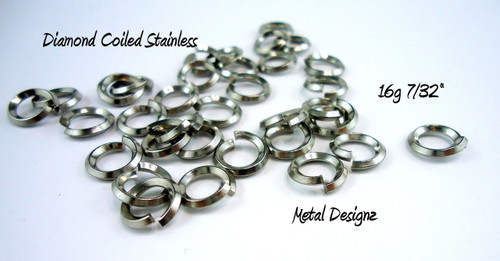 Diamond Coil - On Edge Stainless Steel Square Wire Jump Rings - 16g 7/32" - Perfect for Byzantine