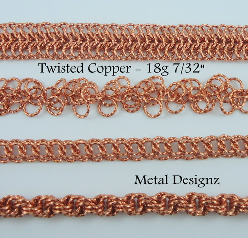 Square Copper Wire Twisted Jump Rings 18 7/32" id.