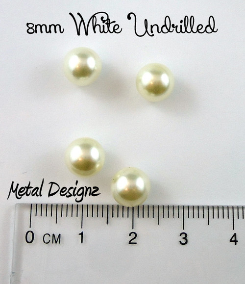 Undrilled Acrylic Pearls - 8mm White - Bag of 50