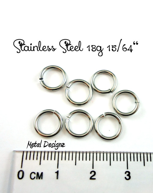 Stainless Steel Jump Rings 18 Gauge 15/64" id.