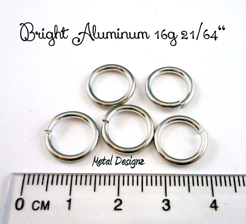 Bright Aluminum Jump Rings 16 Gauge 21/64" id.