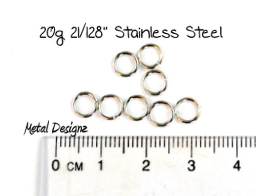 Stainless Steel Jump Rings 20 Gauge 21/128" id.