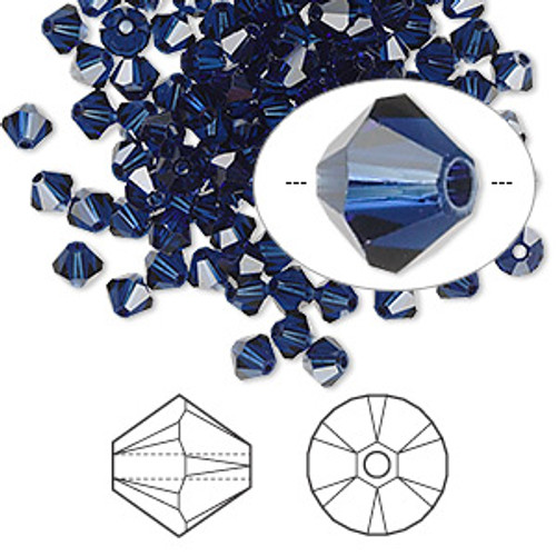 Swarovski Crystal, 4mm  bicone (48pk), Dark Indigo