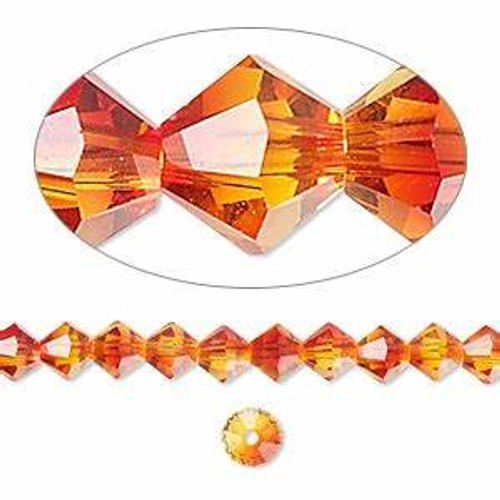 Swarovski Crystal, 4mm  bicone (48pk), Fire Opal