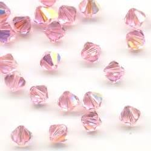 Swarovski Crystal, 4mm  bicone (48pk), Light Rose