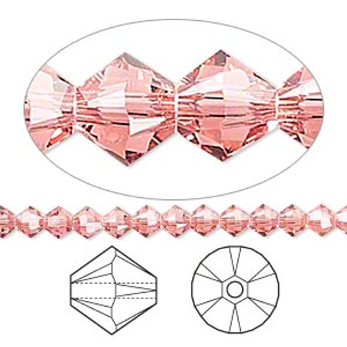 Swarovski Crystal, 4mm  bicone (48pk), Rose Peach
