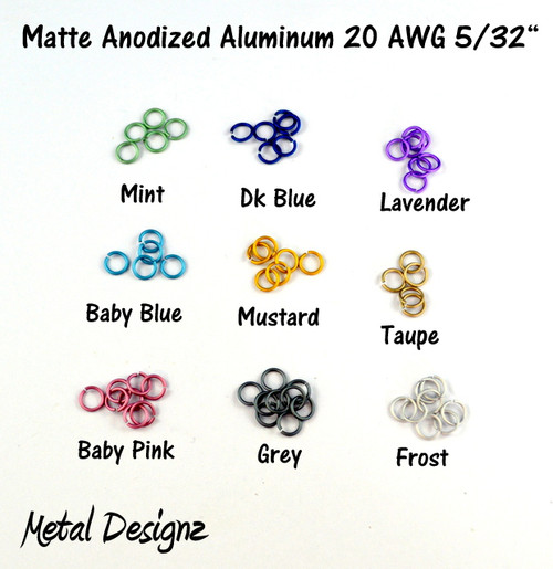 Anodized Aluminum Jump Rings 20 Gauge 5/32"- MATTE COLOURS