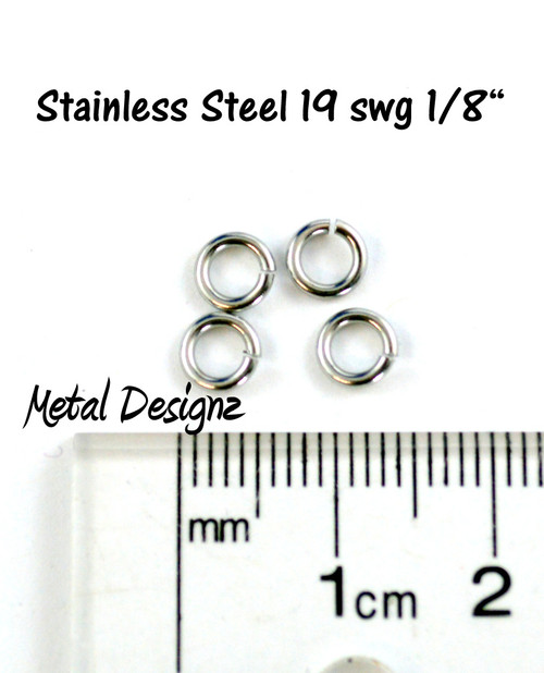 Stainless Steel Jump Rings 19 Gauge 1/8" id.