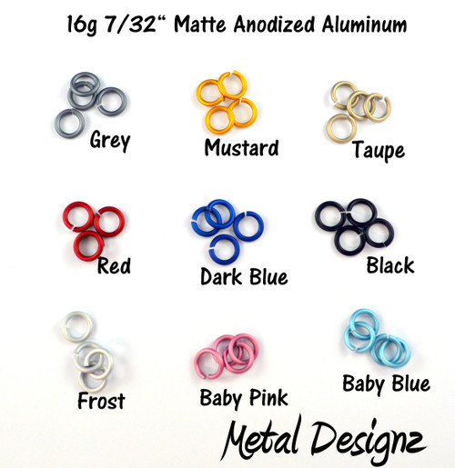 Anodized Aluminum Jump Rings 16 Gauge 7/32" - Matte