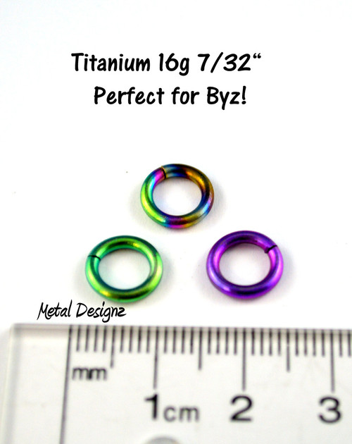 Anodized Titanium Jump Rings 16 Gauge 7/32" id.