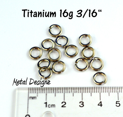 Titanium Jump Rings 16 Gauge 3/16" id.