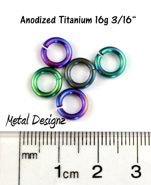 Anodized Titanium Jump Rings 16 Gauge 3/16" id.