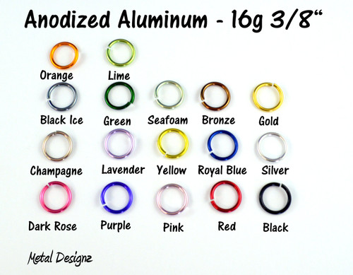 Anodized Aluminum Jump Rings 16 Gauge 3/8"