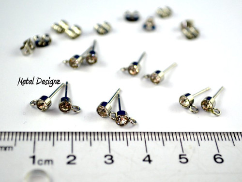 Fancy Stainless Ear Posts - Studs- 4mm Cubic - Bag of 5 pairs