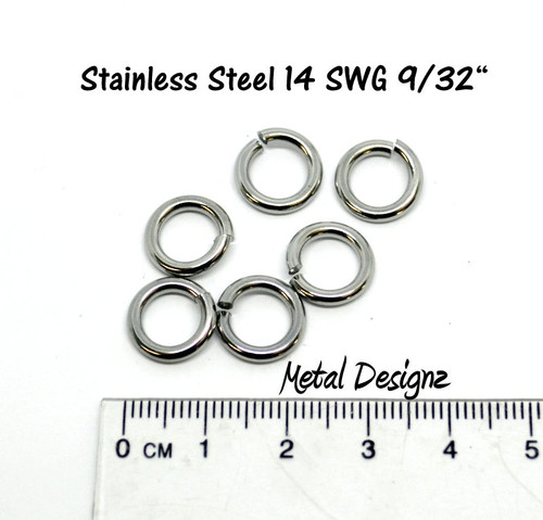 Stainless Steel Jump Rings 14 Gauge 9/32" id.