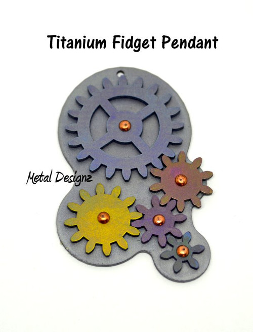 Titanium Fidget Pendant - Steampunk gear - Working gears that spin - wear and playable