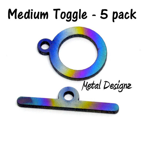 Laser Cut Titanium Toggle pack -5 pack of Medium Round Toggles