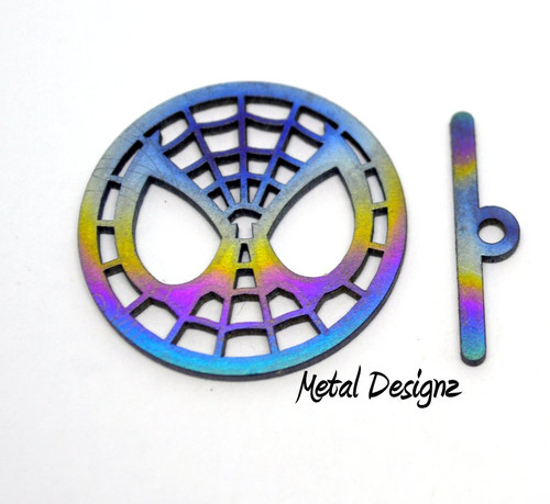 Laser Cut Titanium Toggle or Charm Findings - Spidey