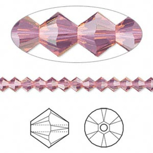 Swarovski Crystal, 4mm  bicone (48pk), Cyclamen Opal