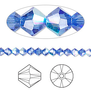 Swarovski Crystal, 4mm  bicone (48pk), Sapphire AB