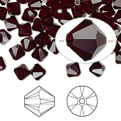 Swarovski Crystal, 4mm  bicone (48pk), Garnet