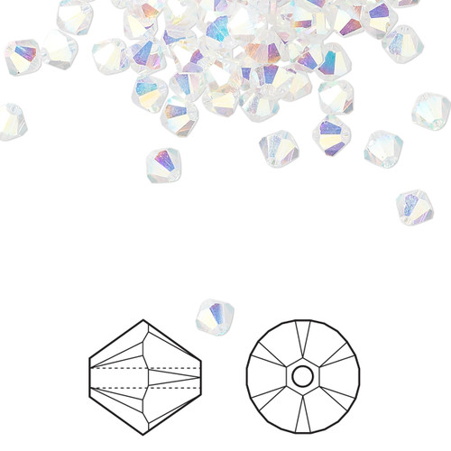 Swarovski Crystal, 4mm  bicone (48pk), Crystal AB2X