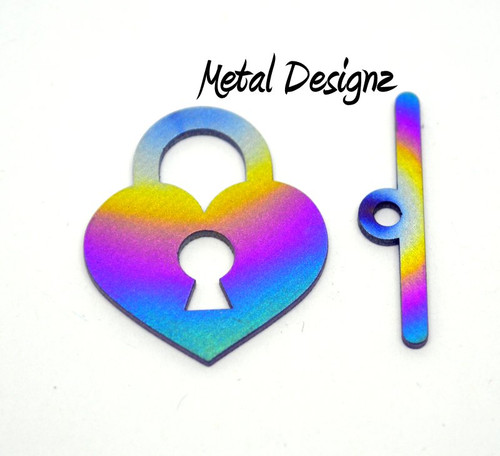 Laser Cut Titanium Heart Lock Toggle set or Charm