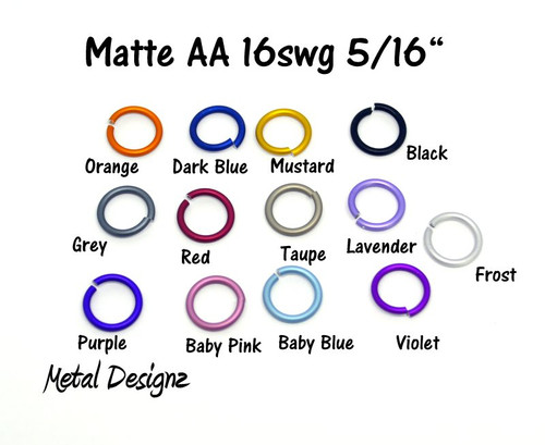 Anodized Aluminum Jump Rings 16 Gauge 5/16" - Matte Colours