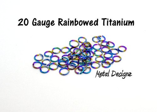 Rainbowed Titanium Jump Rings 20 Gauge 3/16" id.