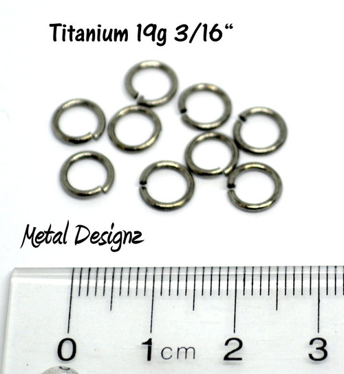 Titanium Jump Rings 19 Gauge 3/16" id.