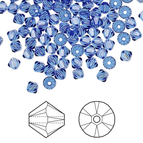 Swarovski Crystal, 4mm  bicone (48pk), Sapphire