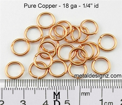 Copper Jump Rings 18 Gauge 1/4