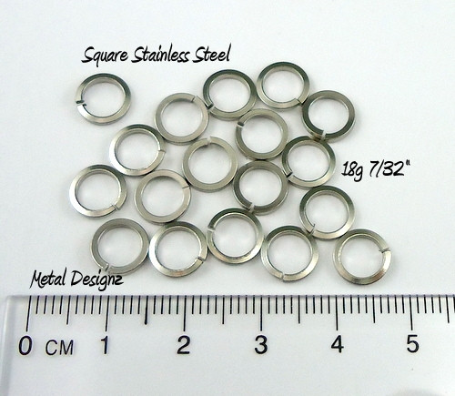 Square Wire Stainless Steel Jump Rings 18 gauge 7/32
