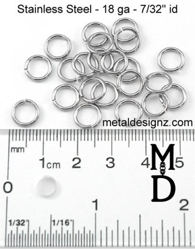 Stainless Steel Jump Rings 18 Gauge 9/32 id.