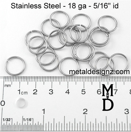 Stainless Steel Jump Rings 18 Gauge 5/16