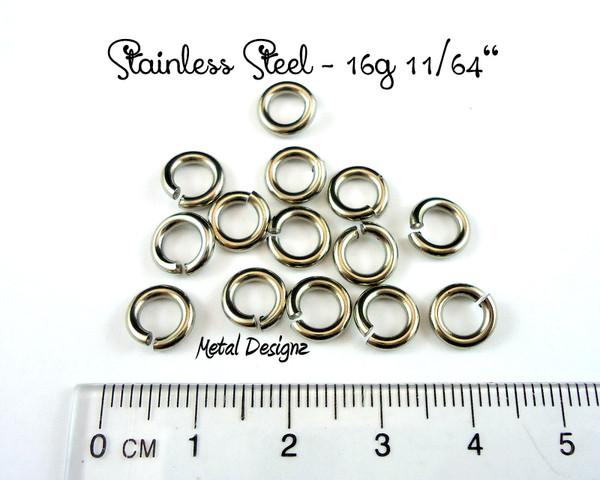 Stainless Steel Jump Rings 16 Gauge 17/64 id. - Metal Designz