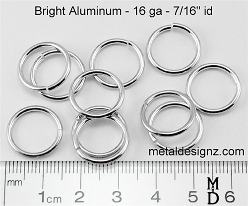 Bright Aluminum Jump Rings 16 Gauge 7/16