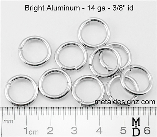 Bright Aluminum Jump Rings 14 Gauge 3/8