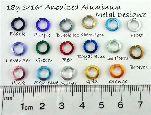 Square Anodized Aluminum Jump Rings 18 gauge 3/16